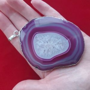 Agate Geode Crystal - Statement Pendant